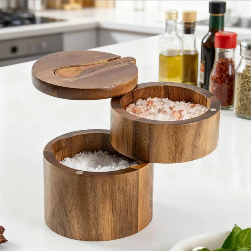 Tiered Acacia Spice Vault