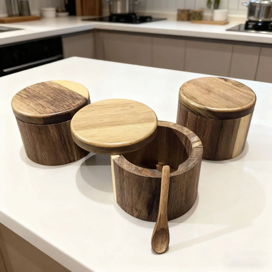 Tiered Acacia Spice Vault